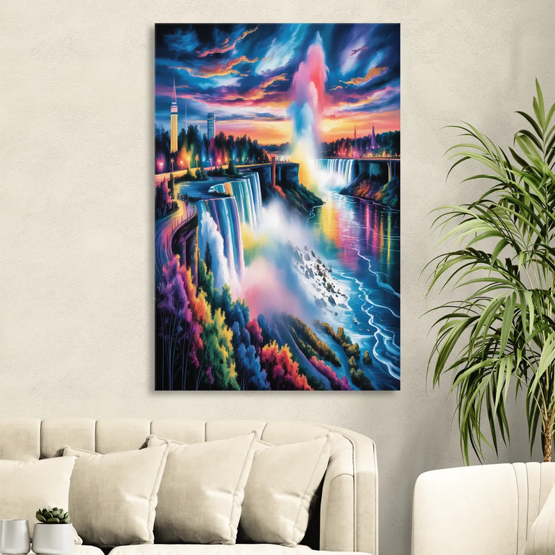Niagara Falls Light Show Living Room - Canvas Wall Art