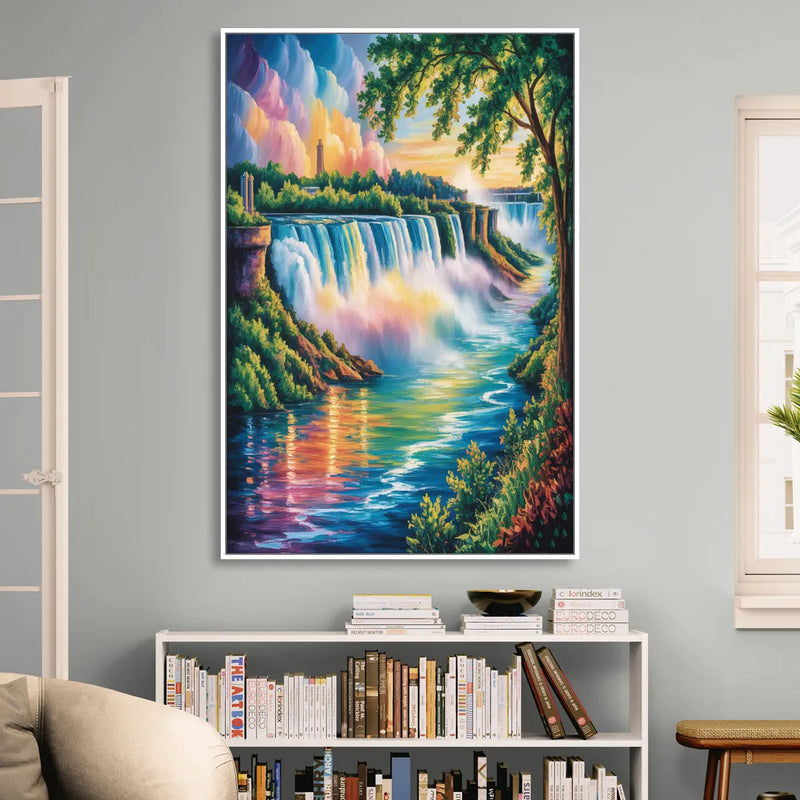 Niagara Falls Nature Trail Sitting Room - White Canvas Wall Art