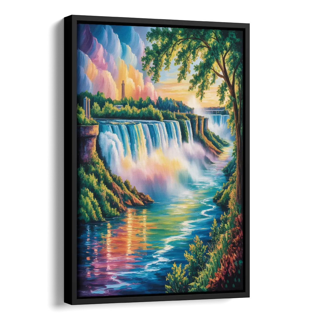 Niagara Falls Nature Trail Side - Black Canvas Wall Art