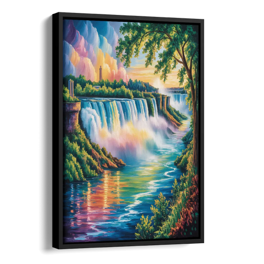 Niagara Falls Nature Trail Side - Black Canvas Wall Art