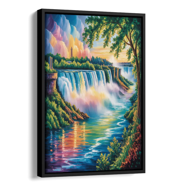 Niagara Falls Nature Trail Side - Black Canvas Wall Art