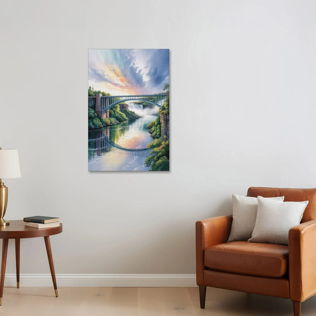 Niagara Falls Rainbow Bridge - Canvas Wall Art - Sofa - 24x36
