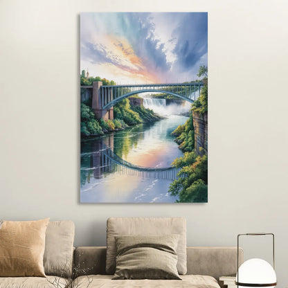 Niagara Falls Rainbow Bridge Sitting Room - Canvas Wall Art