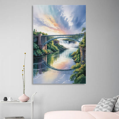 Niagara Falls Rainbow Bridge Living Room - Canvas Wall Art