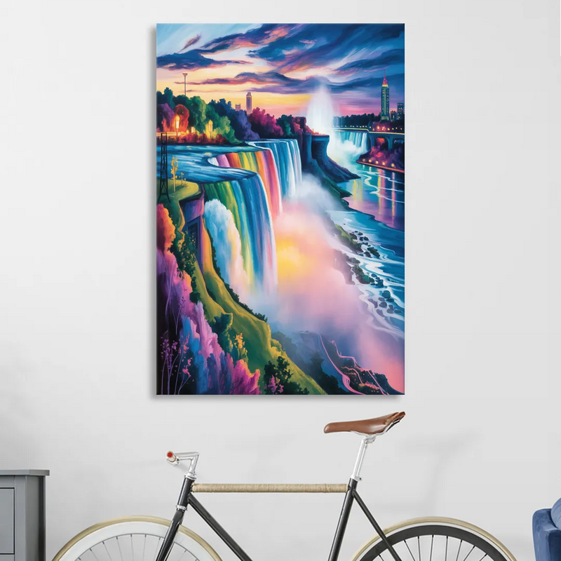 Niagara Falls Rainbow Light Sitting Room - Canvas Wall Art