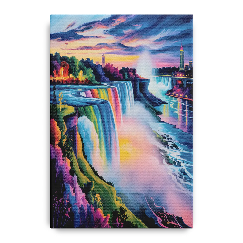 Niagara Falls Rainbow Light Front - Canvas Wall Art