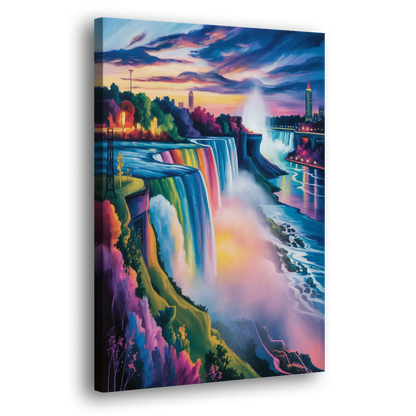 Niagara Falls Rainbow Light Side - Canvas Wall Art