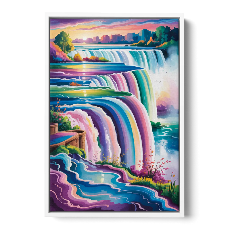 Niagara Falls Summer View Front - White Canvas Wall Art
