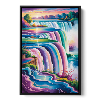 Niagara Falls Summer View Front - Black Canvas Wall Art