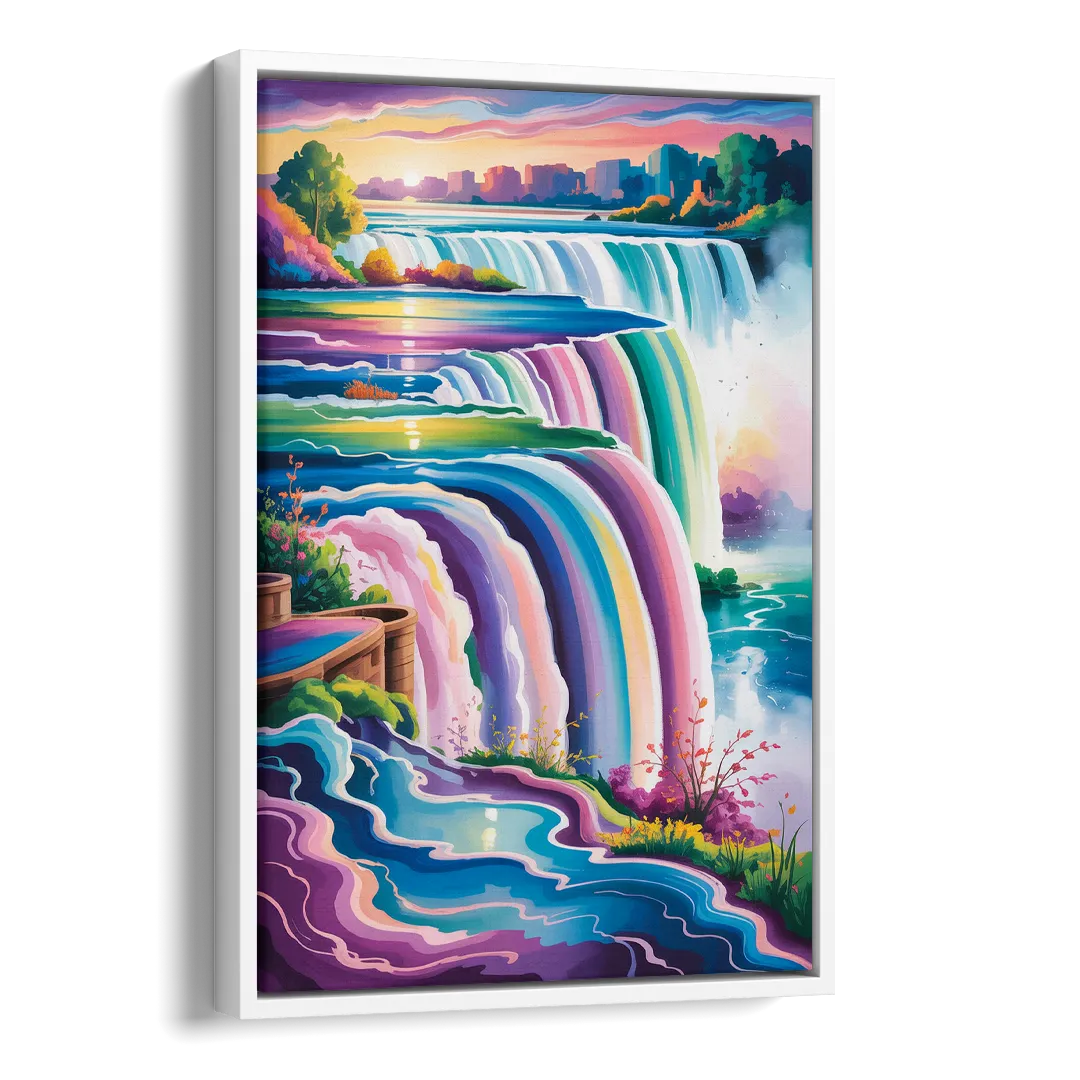 Niagara Falls Summer View Side - White Canvas Wall Art