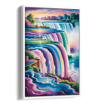 Niagara Falls Summer View Side - White Canvas Wall Art