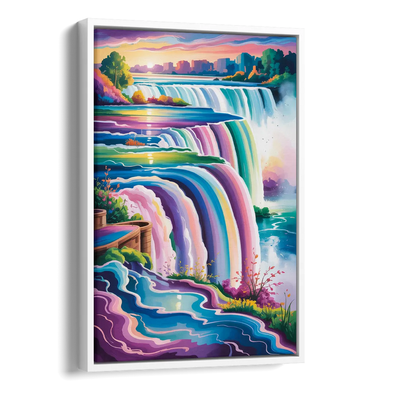 Niagara Falls Summer View Side - White Canvas Wall Art