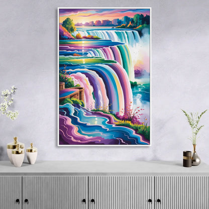 Niagara Falls Summer View Sitting Room - White Canvas Wall Art