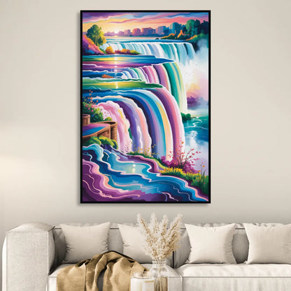 Niagara Falls Summer View Sitting Room - Black Canvas Wall Art