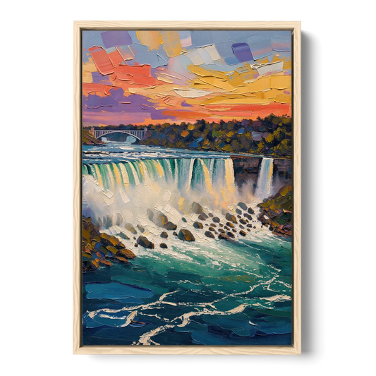 Niagara Falls Summer View - Oak Framed Canvas Wall Art - Front