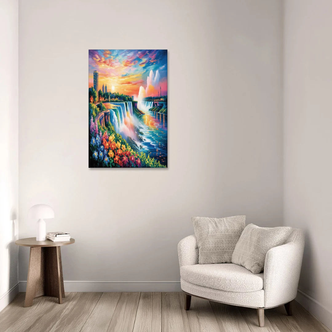Niagara Falls Sunset Glow - Canvas Wall Art - Sofa - 24x36