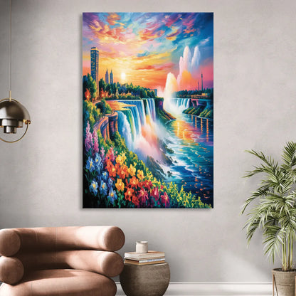 Niagara Falls Sunset Glow Sitting Room - Canvas Wall Art