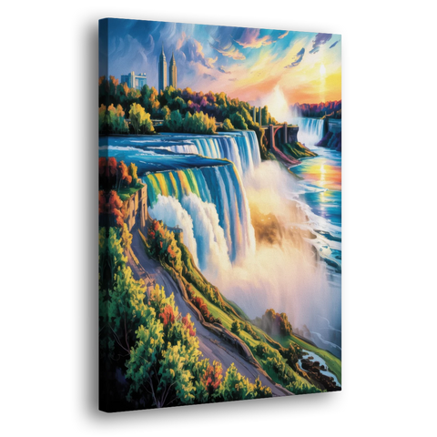 Niagara Falls Tourist View - Canvas Wall Art - Side