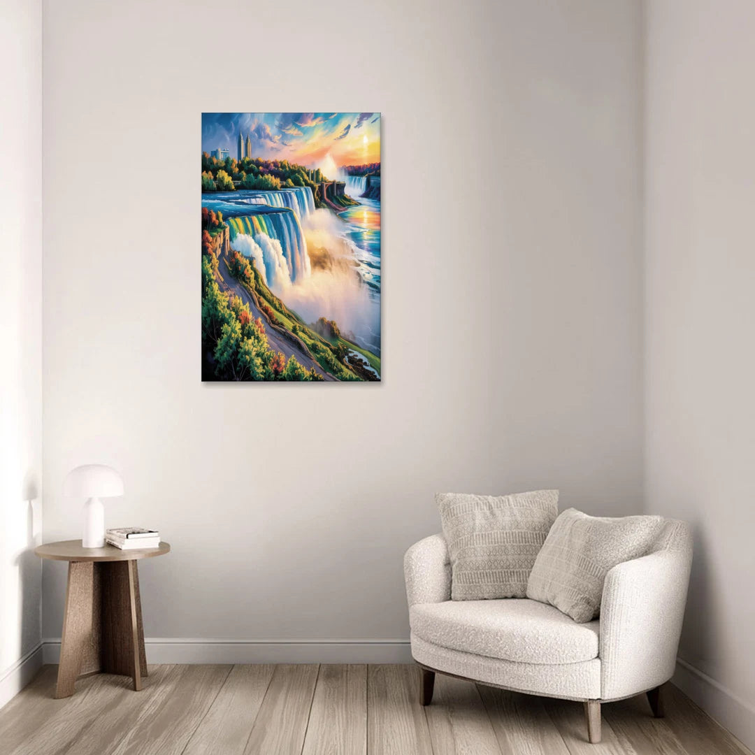 Niagara Falls Tourist View - Canvas Wall Art - Sofa - 24x36