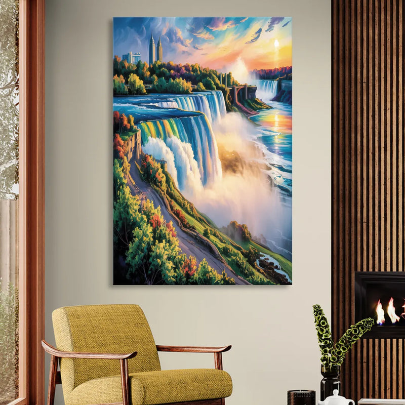 Niagara Falls Tourist View Sitting Room - Canvas Wall Art