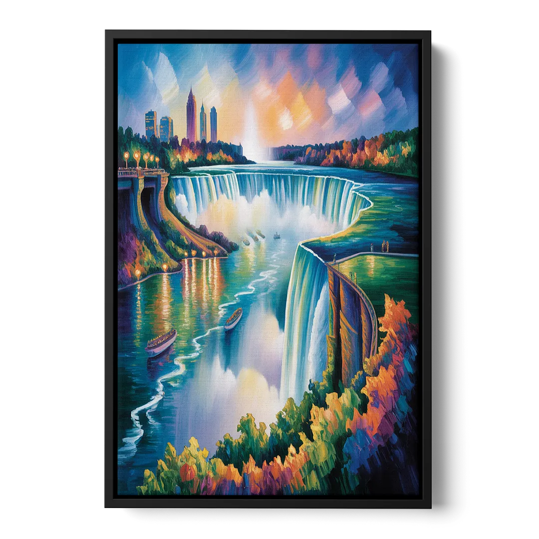 Niagara Falls Tunnel View Front - Black Canvas Wall Art