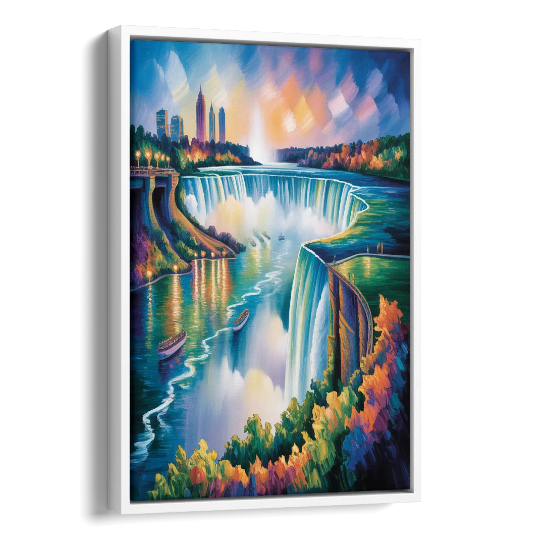 Niagara Falls Tunnel View Side - White Canvas Wall Art