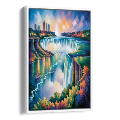 Niagara Falls Tunnel View Side - White Canvas Wall Art