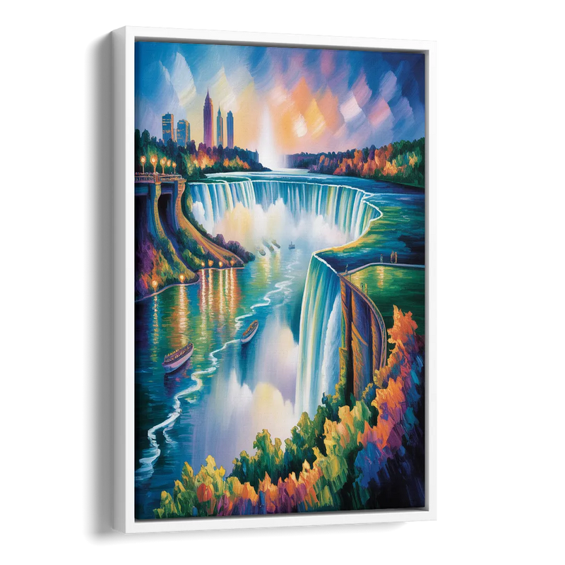 Niagara Falls Tunnel View Side - White Canvas Wall Art