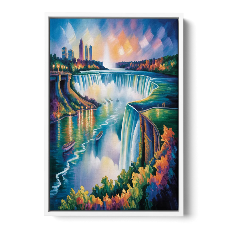 Niagara Falls Tunnel View Front - White Canvas Wall Art