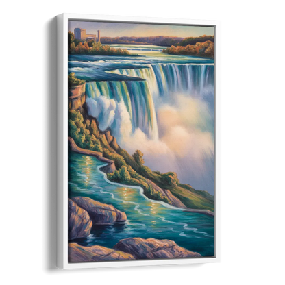 Niagara Falls Water Mist Side - White Canvas Wall Art