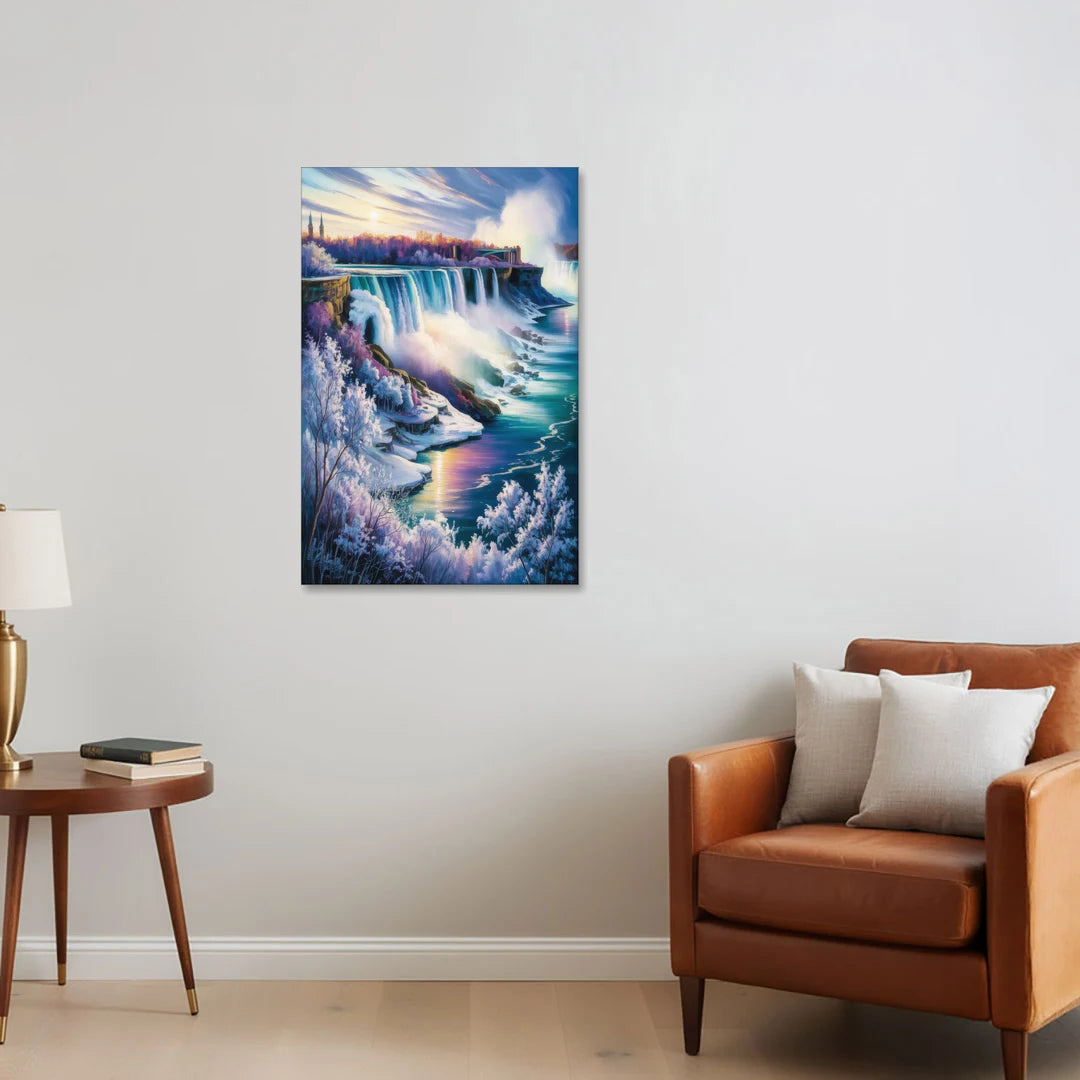 Niagara Falls Winter Freeze - Canvas Wall Art - Sofa - 24x36