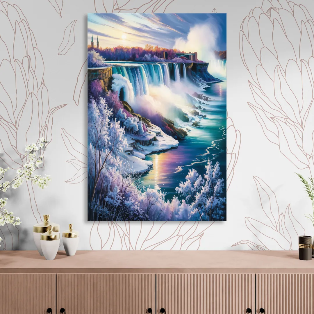 Niagara Falls Winter Freeze Sitting Room - Canvas Wall Art