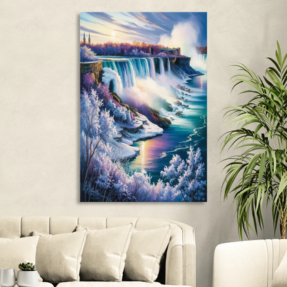 Niagara Falls Winter Freeze Living Room - Canvas Wall Art