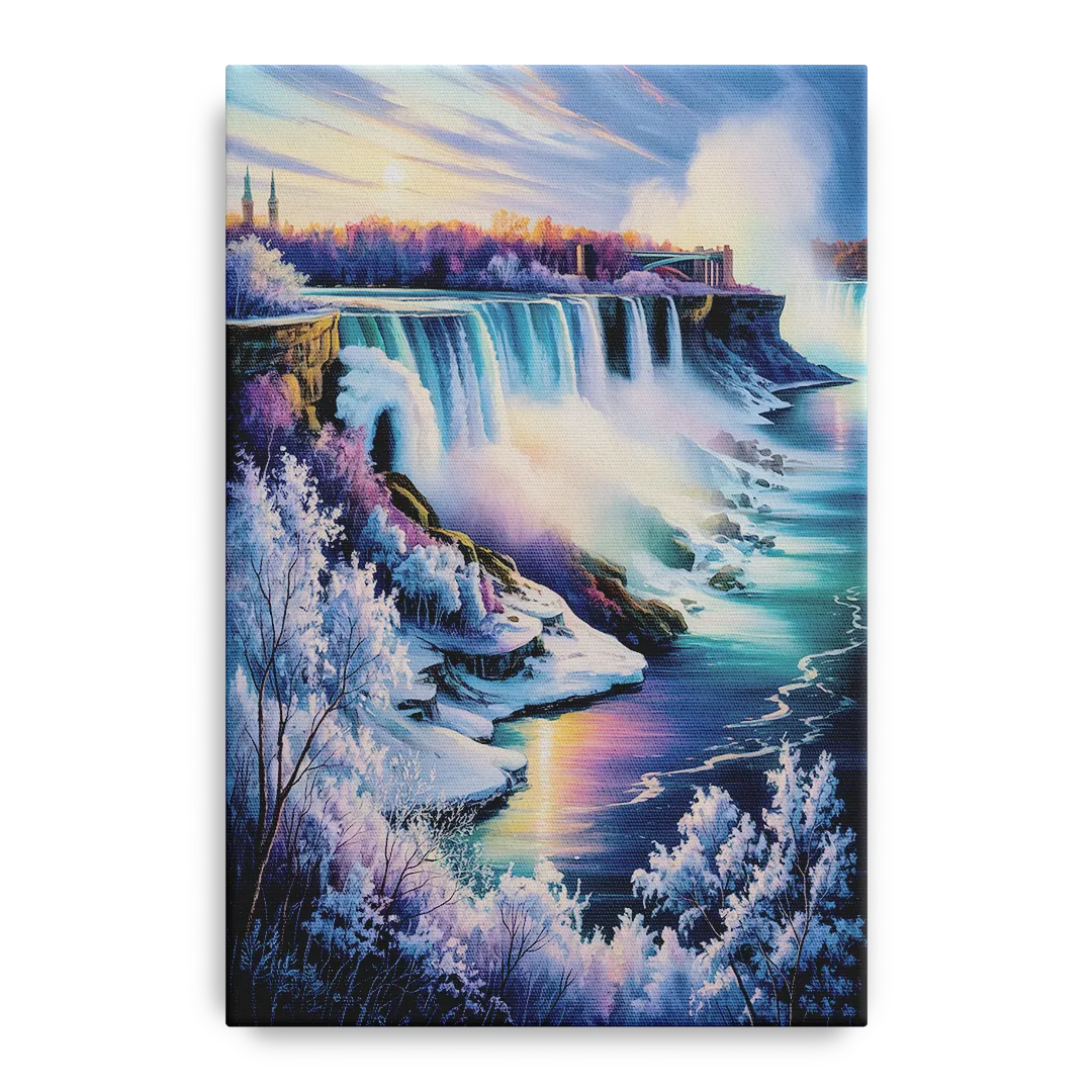 Niagara Falls Winter Freeze Front - Canvas Wall Art
