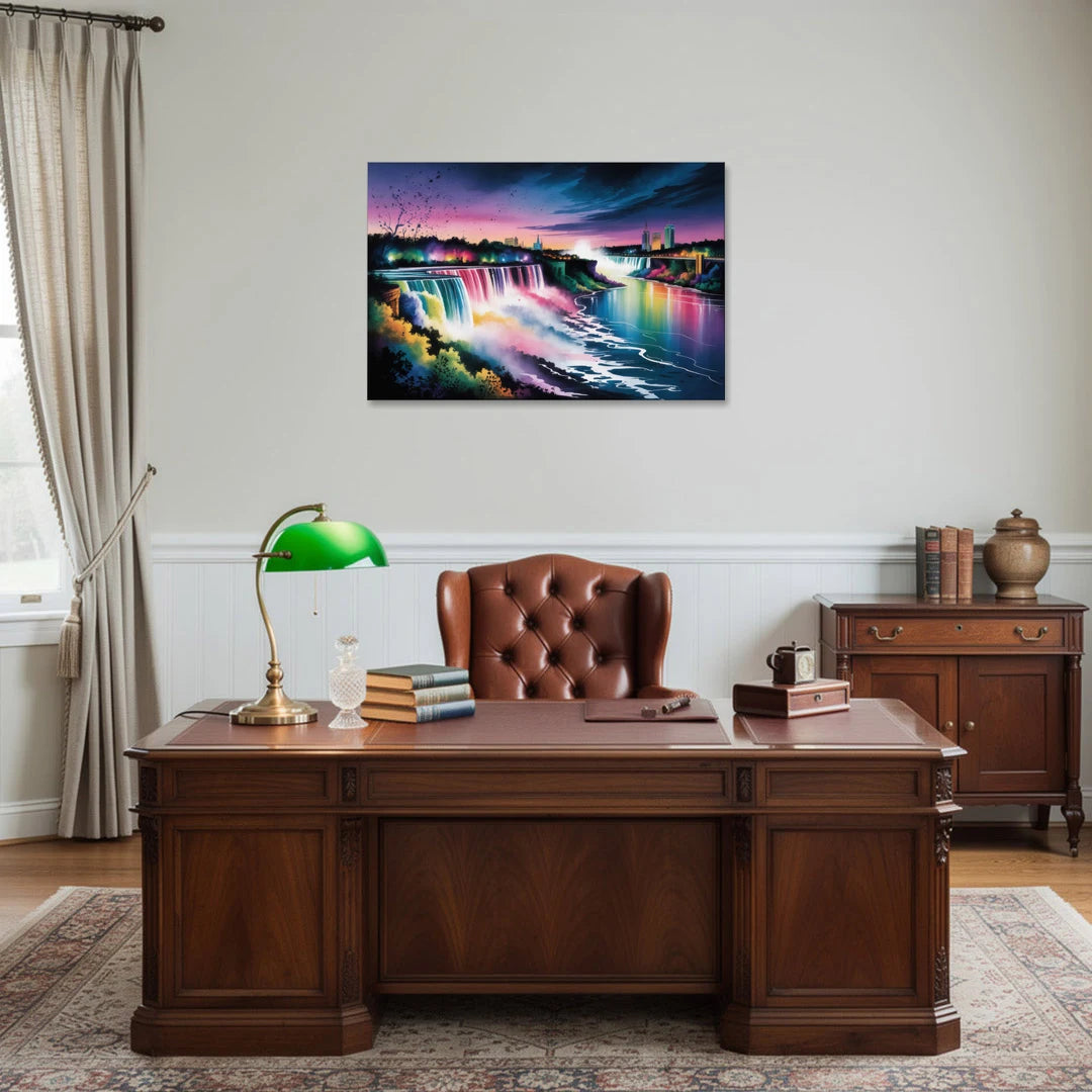 Niagara Falls at Night - Canvas Wall Art - Office - 36x24