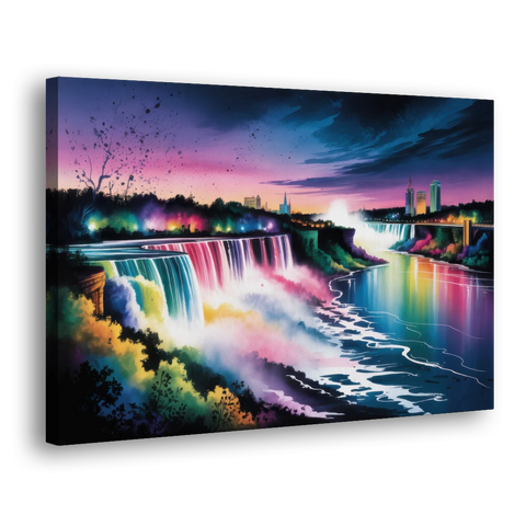 Niagara Falls at Night - Canvas Wall Art - Side