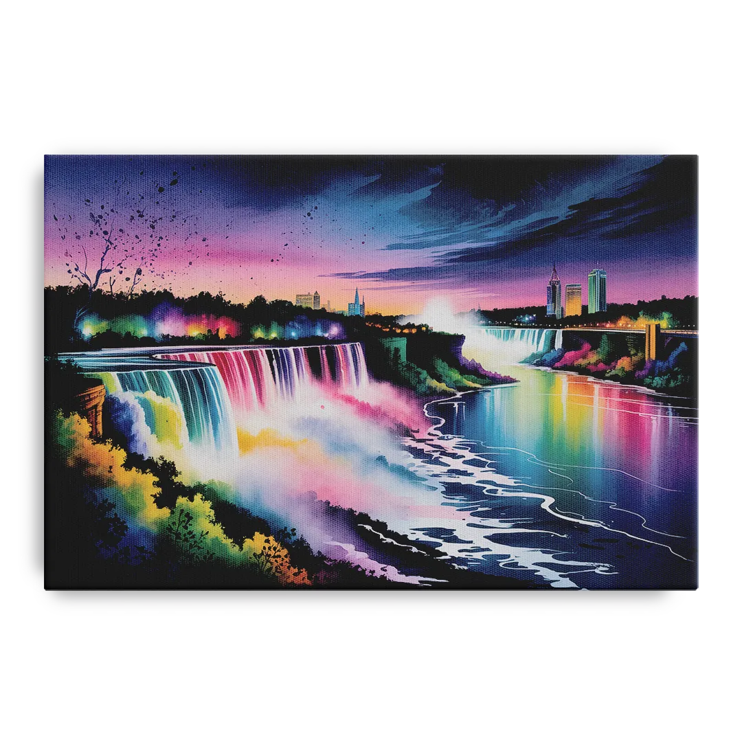 Niagara Falls at Night Front - Canvas Wall Art