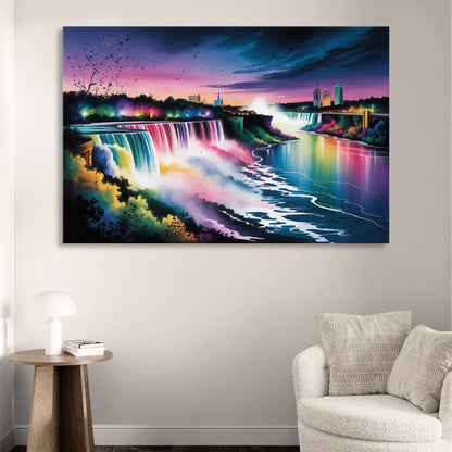 Niagara Falls at Night Living Room - Canvas Wall Art