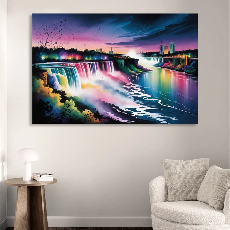 Niagara Falls at Night Living Room - Canvas Wall Art