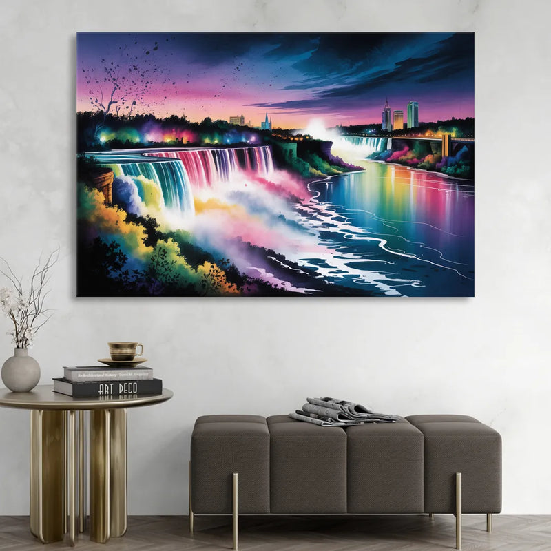 Niagara Falls at Night Sitting Room - Canvas Wall Art