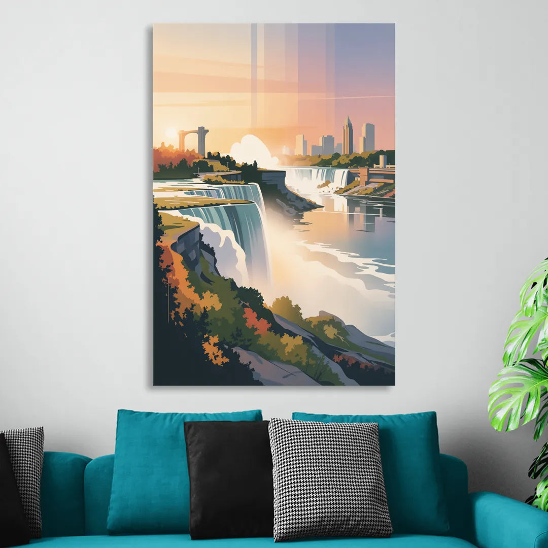 Niagara Falls at Sunset Sitting Room - Canvas Wall Art