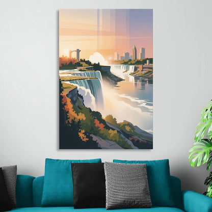 Niagara Falls at Sunset Sitting Room - Canvas Wall Art