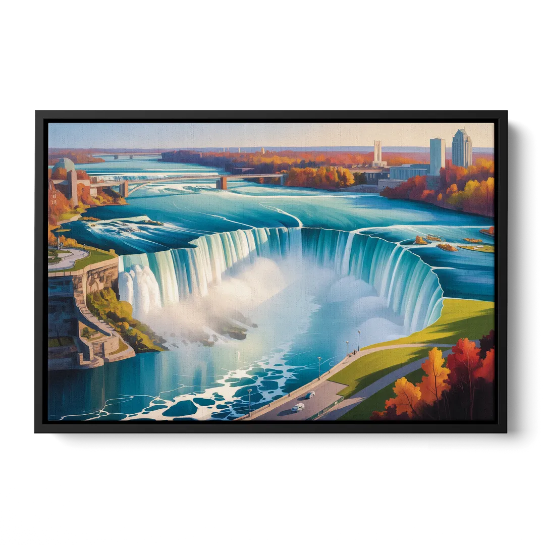 Niagara Falls from Above Front - Black Canvas Wall Art