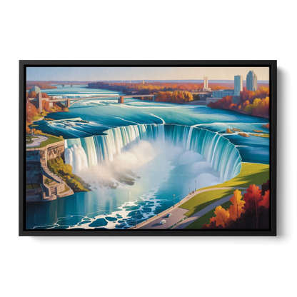 Niagara Falls from Above Front - Black Canvas Wall Art