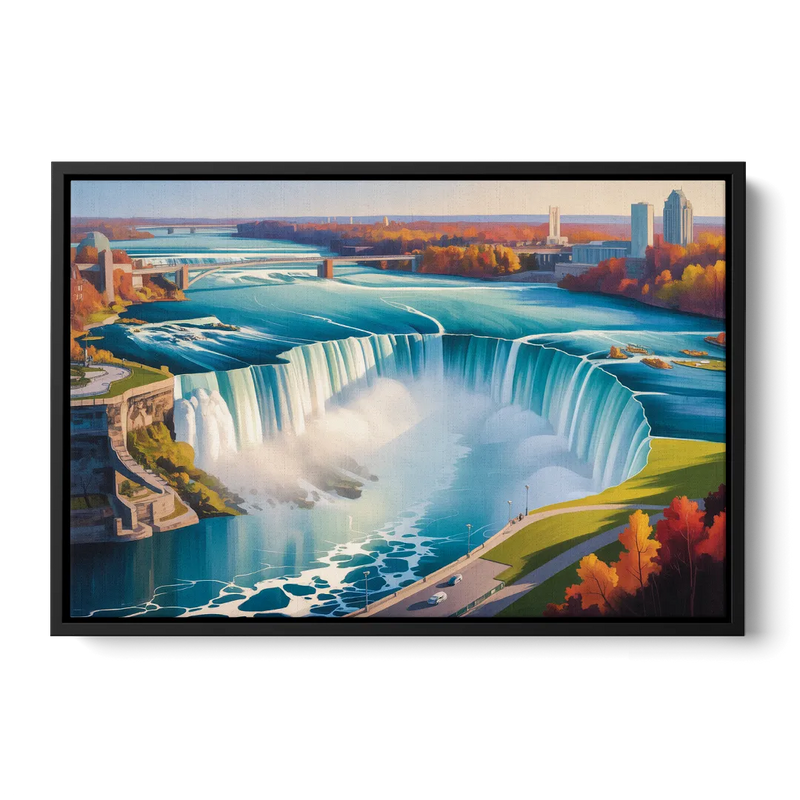 Niagara Falls from Above Front - Black Canvas Wall Art