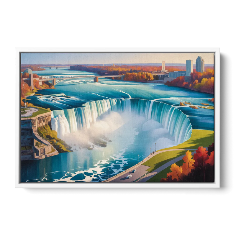 Niagara Falls from Above Front - White Canvas Wall Art