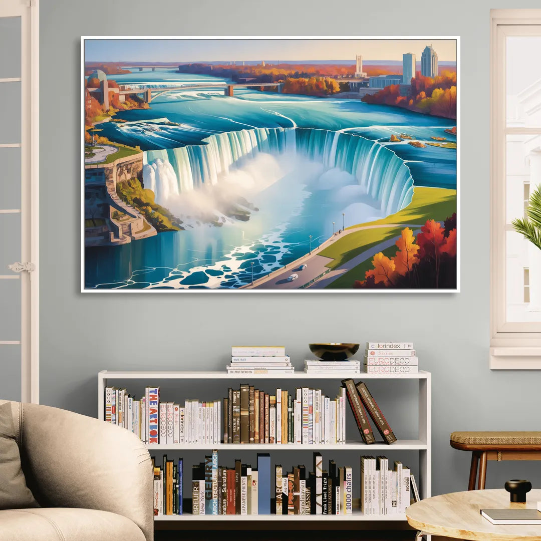 Niagara Falls from Above Living Room - White Canvas Wall Art