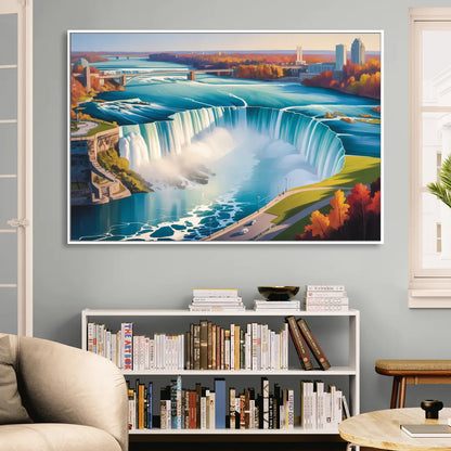 Niagara Falls from Above Living Room - White Canvas Wall Art