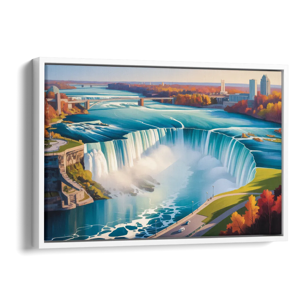 Niagara Falls from Above Side - White Canvas Wall Art