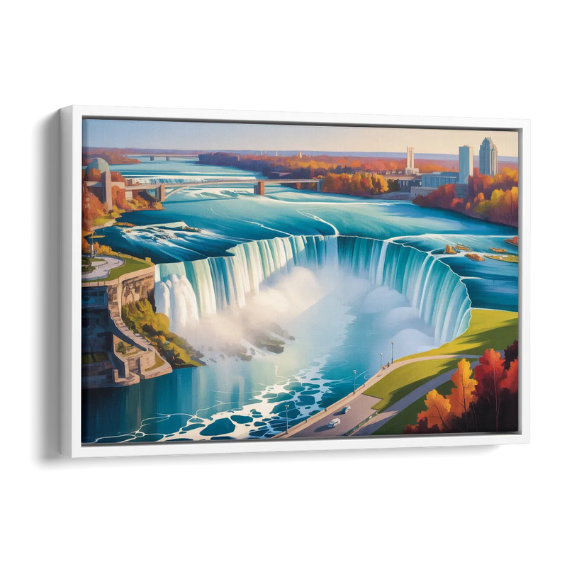Niagara Falls from Above Side - White Canvas Wall Art